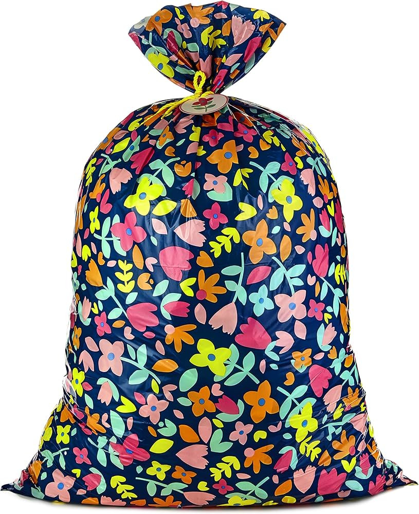 Hallmark 56" Large Plastic Gift Bag (Pink and Yellow Flowers) for Birthdays, Bridal Showers, Baby... | Amazon (US)