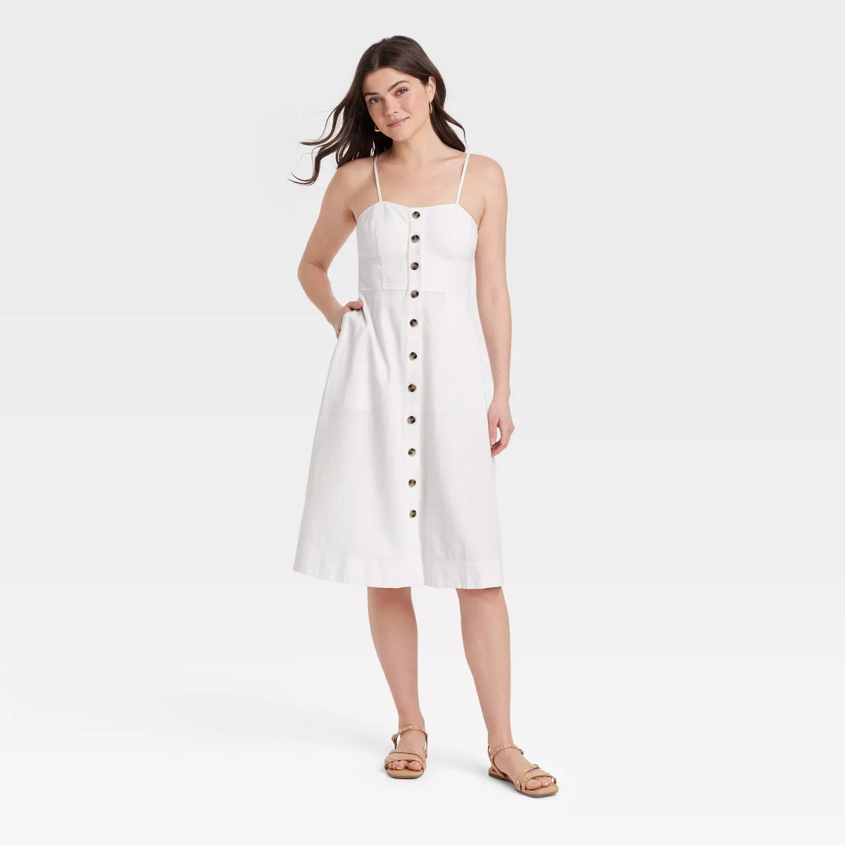 Women's Corset Linen Midi A-Line Dress - Universal Thread™ | Target
