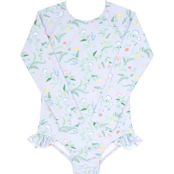 Bay Floral Rashguard One-Piece, Lavender - Minnow Swim | Maisonette | Maisonette