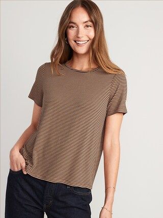 Short-Sleeve Luxe Striped T-Shirt for Women | Old Navy (US)