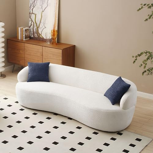 WILLIAMSPACE 86" Curved Sofa, Modern Upholstered Boucle Curved Couch with Two Throw Pillows, 3-Se... | Amazon (US)