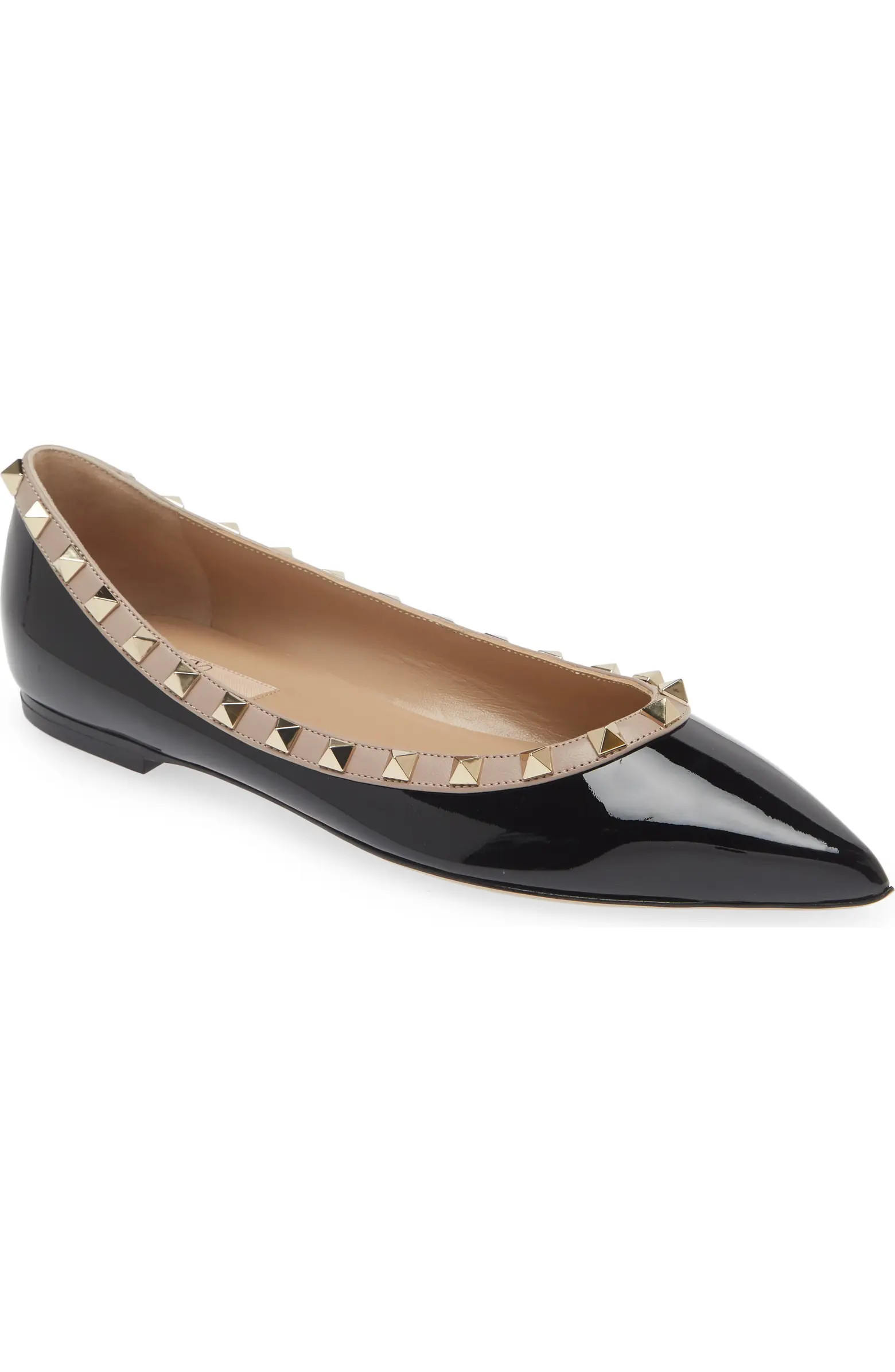 Rockstud Pointed Toe Ballerina Flat (Women) | Nordstrom
