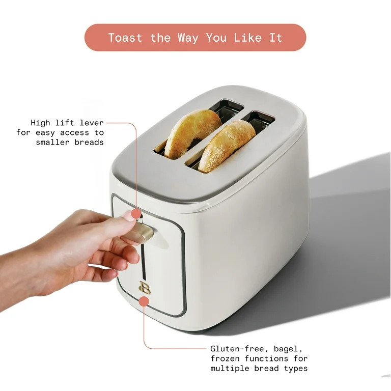 Beautiful 2 Slice Toaster with Touch-Activated Display, White Icing by Drew Barrymore - Walmart.c... | Walmart (US)