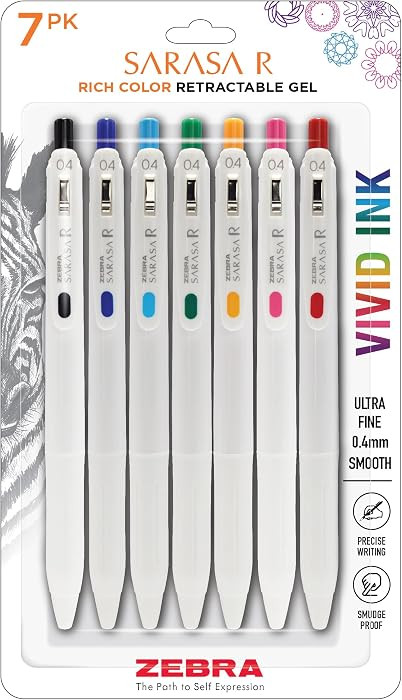 Zebra Pen Sarasa R Retractable Gel Pen, Extra Fine Point 0.4mm, School & Journaling Supplies, Rub... | Amazon (US)