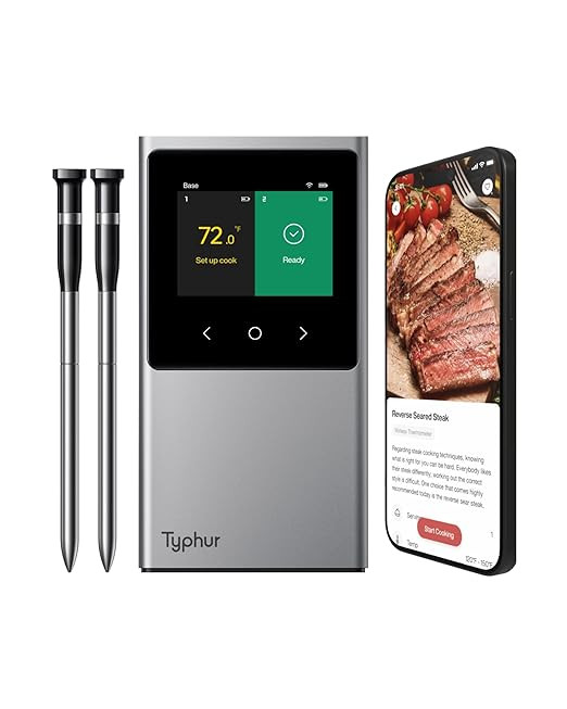 Sync WiFi Wireless Meat Thermometer Digital, 2 Probes, Smart Base, LCD Display, Unlimited Range, ... | Amazon (US)