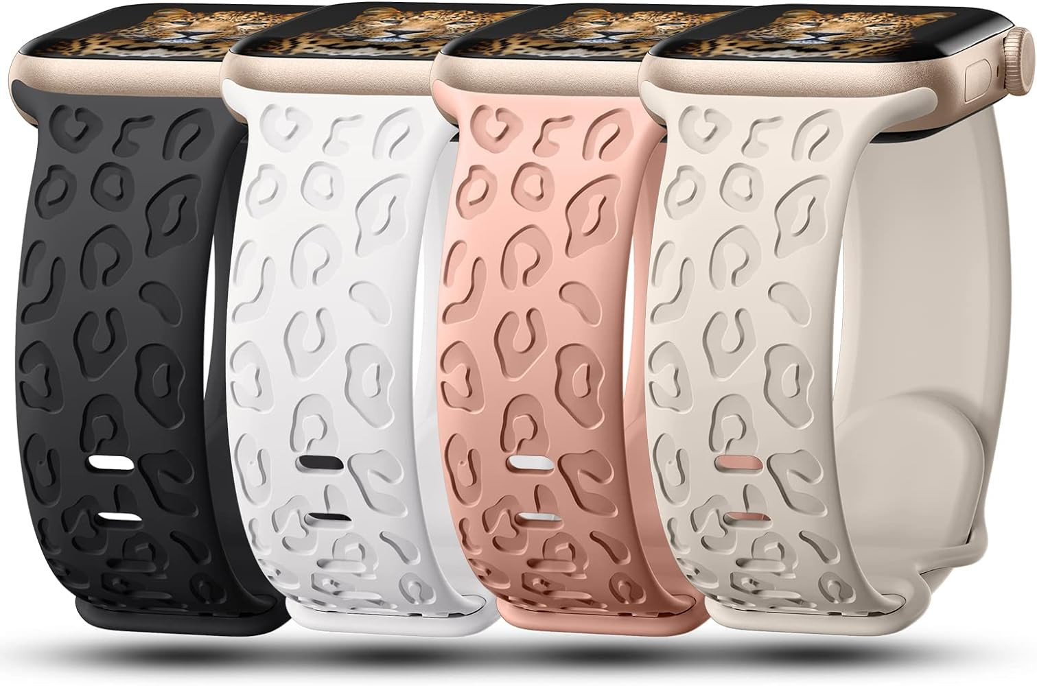4Pack Leopard Engraved Bands Compatible with Apple Watch Band for women 40mm 41mm 42mm 38mm 44mm ... | Amazon (US)