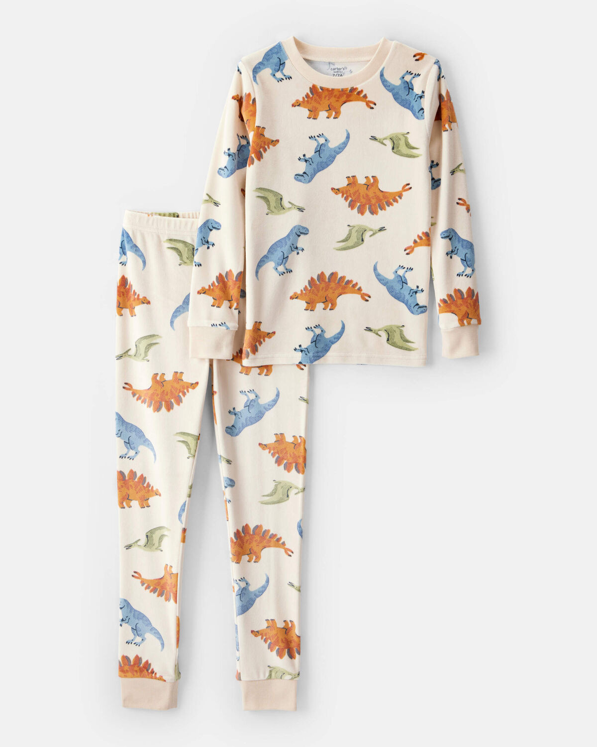 Boys Dinosaur Print DreamPlush Long-Sleeve Snug Fit 2-Piece Pajamas - Tan | Carter's Inc