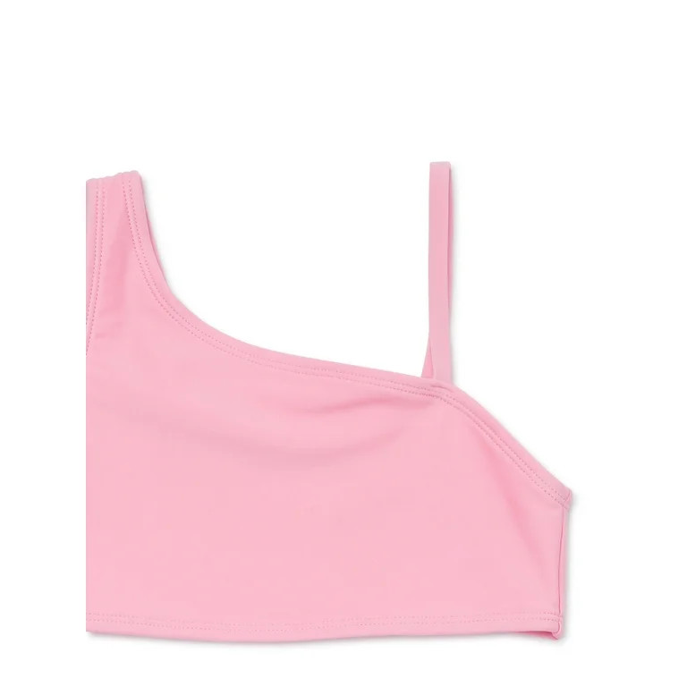 Wonder Nation Girls One Shoulder Bikini Swimsuit with UPF 50, 2-Piece, Sizes 4-18 | Walmart (US)