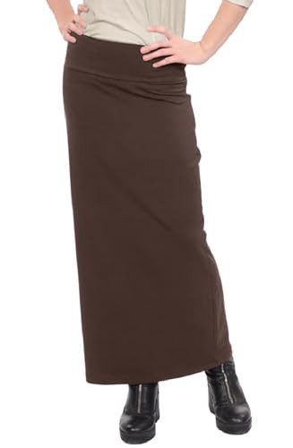Kosher Casual Women's Modest Cotton Stretch Long Maxi Pencil Skirt Large Dark Brown | Amazon (US)