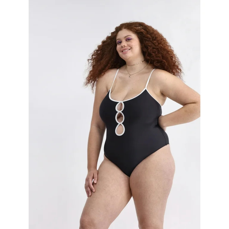 No Boundaries Women's and Women's Plus Scoop Neck One Piece Swimsuit, Sizes XXS-XXL - Walmart.com | Walmart (US)
