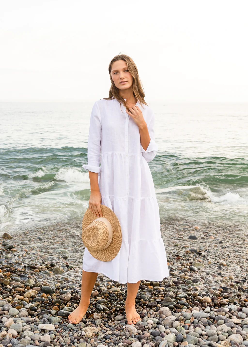 The Linen Tiered Midi Dress | Alice Walk