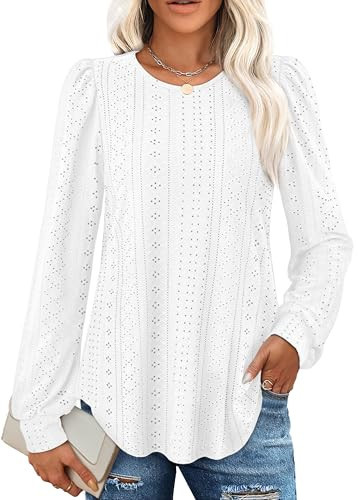 XIEERDUO Womens Long Sleeve Tops Dressy Casual White Shirts for Women Long Sleeve Womens Fall Fashion 2024 XL | Amazon (US)