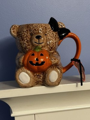 Halloween Teddy Bear pumpkin, black bow mug. So cute! It’s new. | eBay US