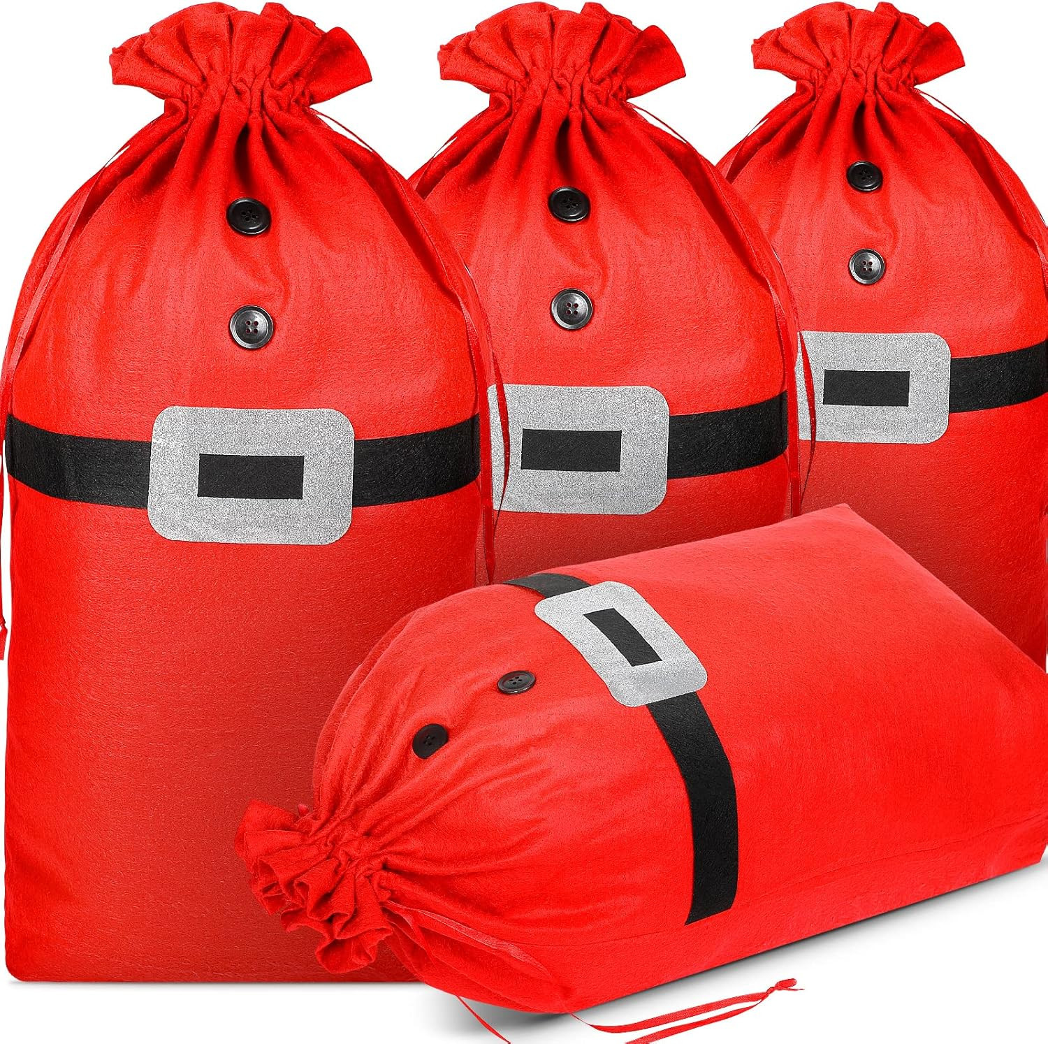 Christmas Santa Gift Bags Large Fabric Santa Sacks Red Burlap Drawstring Bags 17 Inch x 26 Inch T... | Amazon (US)