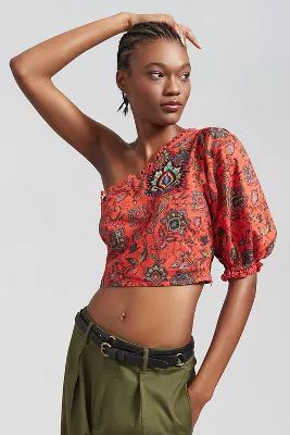 Farm Rio One-Shoulder Crop Top | Anthropologie (US)