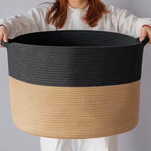 INDRESSME XXXLarge Cotton Rope Basket 21.7" x 21.7" x 13.8" Woven Wicker Basket Baby Laundry Bask... | Amazon (CA)