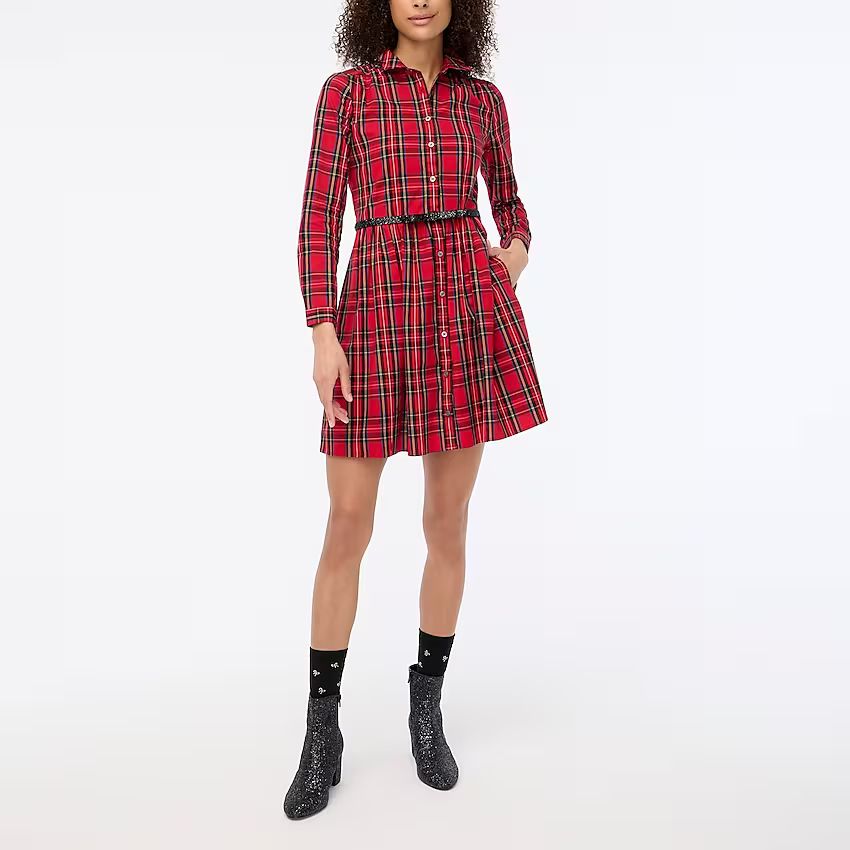 Tartan collared shirt dress | J.Crew Factory