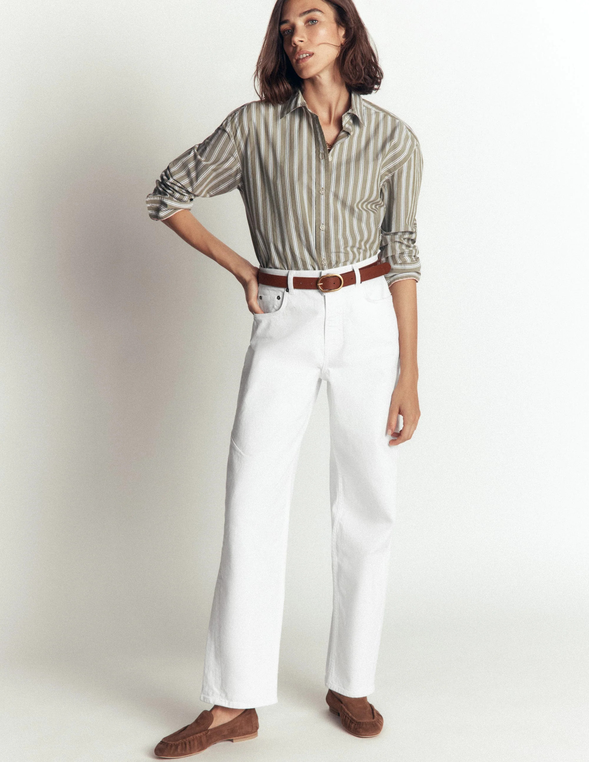 Barrel Leg Jeans-White | Boden (US)