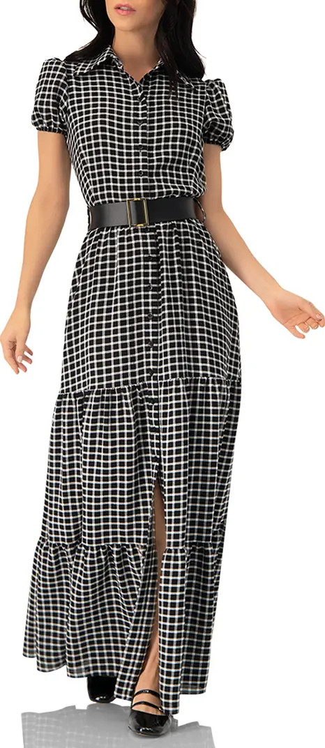 IVONNE Check Maxi Dress with Puff Sleeves | Nordstrom | Nordstrom