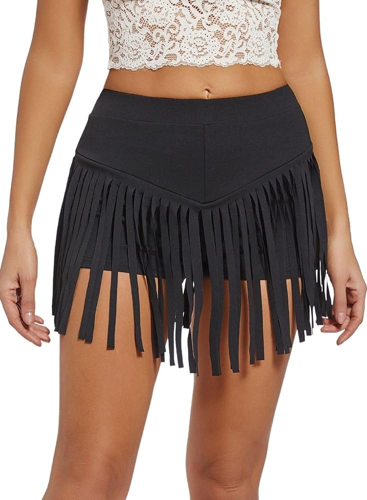 Womens Western Cowgirl Fringe Shorts - Country Concert Outfits Sexy Booty Pole Dance Rave Festiva... | Amazon (US)