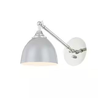 Home Decorators Collection Frolynn 1-Light Sconce Polished Nickel Finish with Gray Metal Shade HD... | The Home Depot