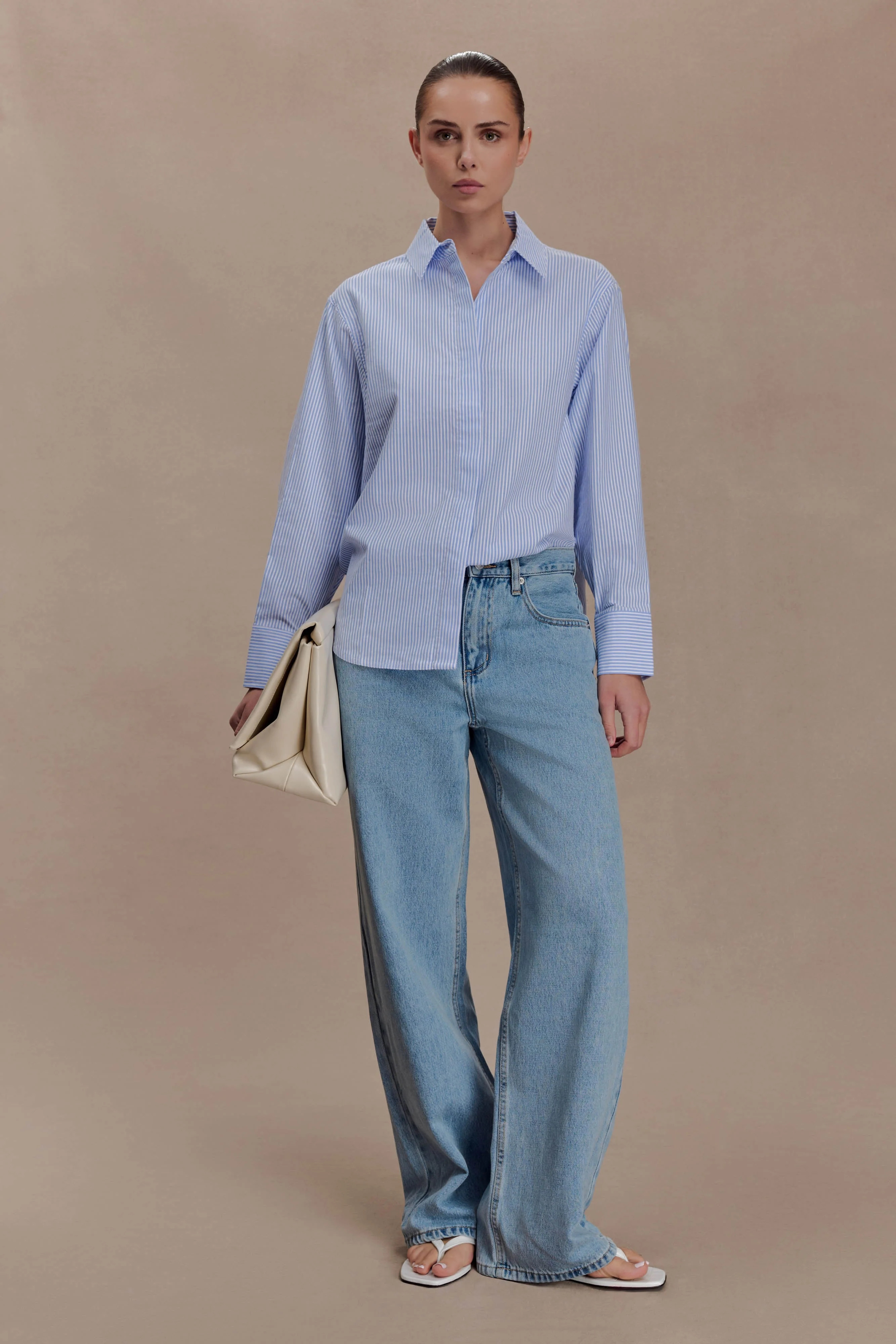 Oversized Shirt - Blue Pinstripe | MESHKI US