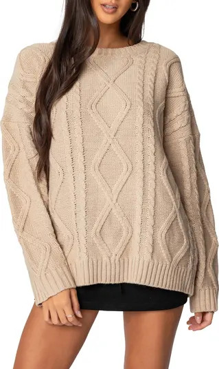 EDIKTED Kennedy Oversize Cable Stitch Sweater Tunic | Nordstrom | Nordstrom
