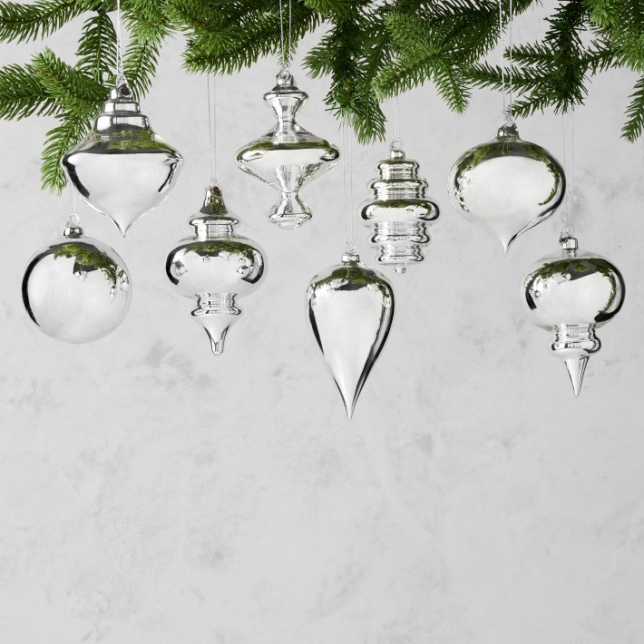 Williams Sonoma Classic Silver Ornaments, Set of 8 | Williams-Sonoma