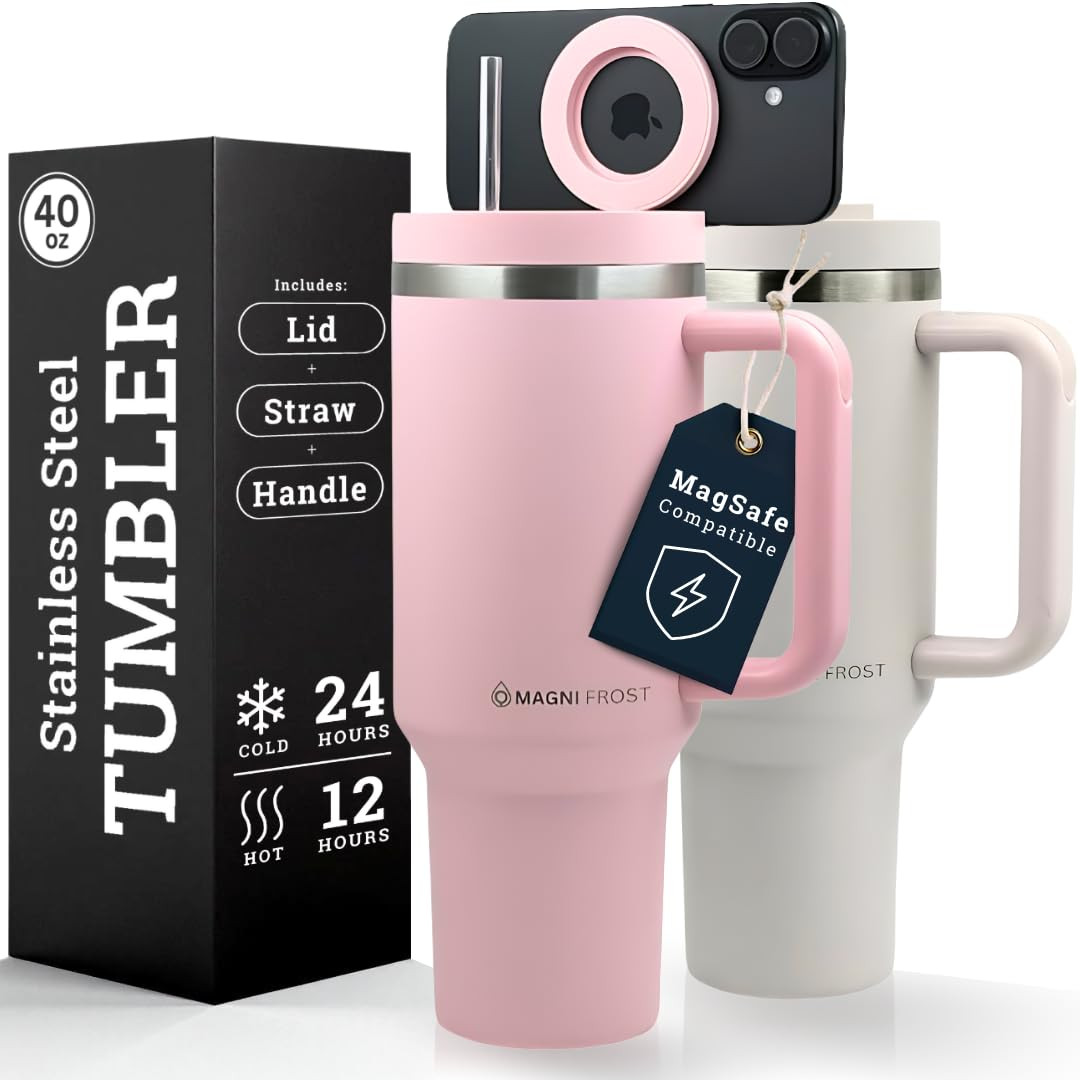 Water Bottle Phone Holder | Compatible with MagSafe | Insulated Cup with Handle and Straw | Magne... | Amazon (US)