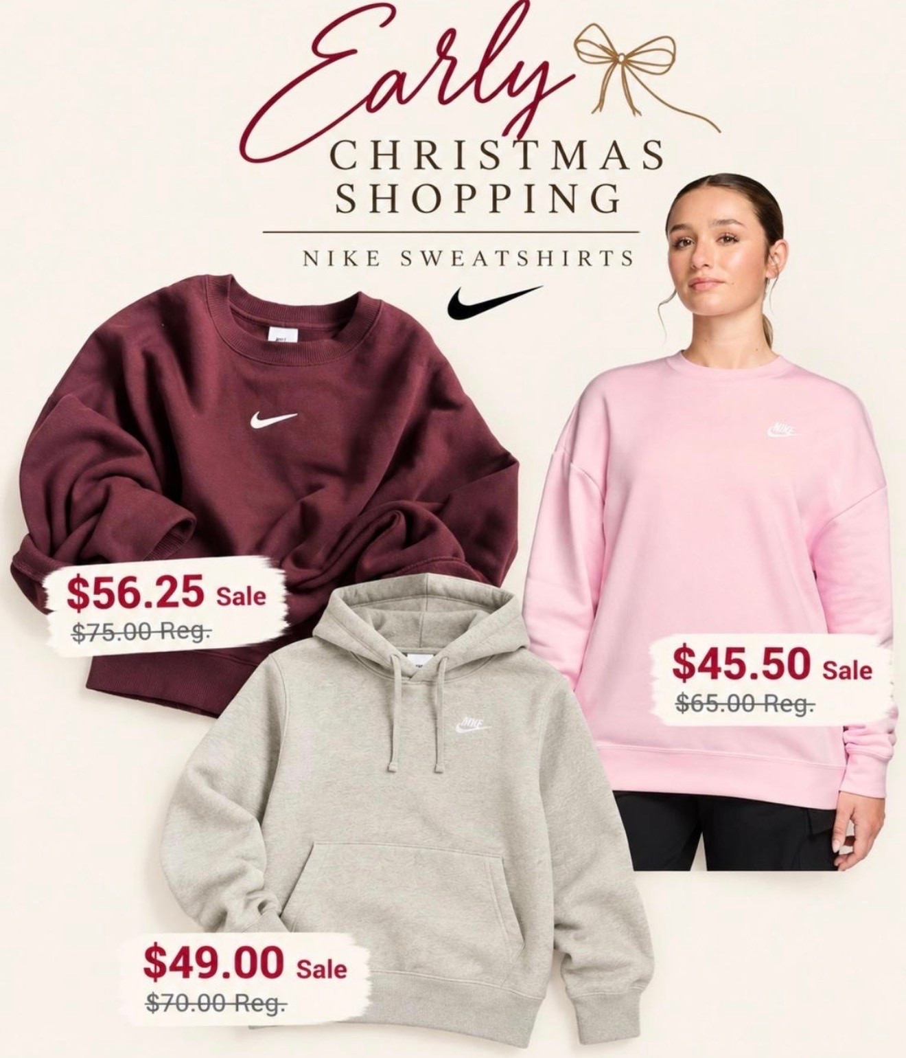 Nike sweatshirts currently on sale. No code needed. Free shipping over $49!