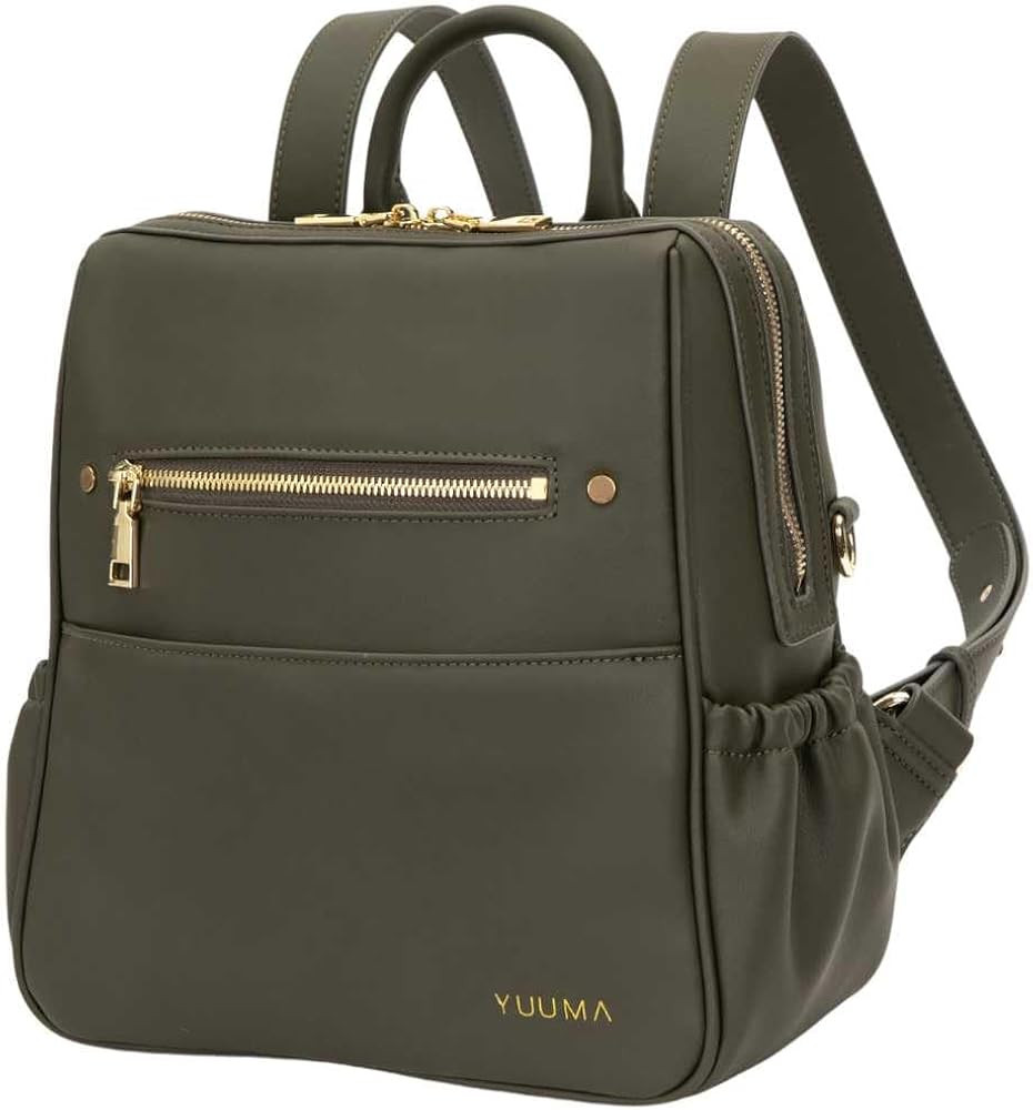 YUUMA Mini Diaper Bag Backpack-Minimalist bag With Premium Vegan Leather Material With 7 Interior... | Amazon (US)