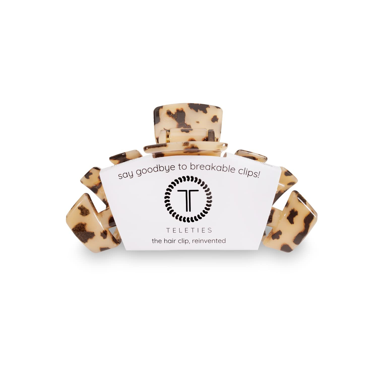 TELETIES - Large Hair Clip - Strong Grip, Bendable Teeth, Comfortable Curved Design - Ideal for Thick Hair - For All Hair Textures - Blonde Tortoise | Amazon (US)