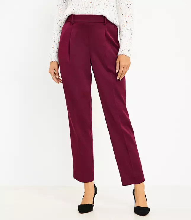 Pull On Taper Pants in Satin Crepe | LOFT