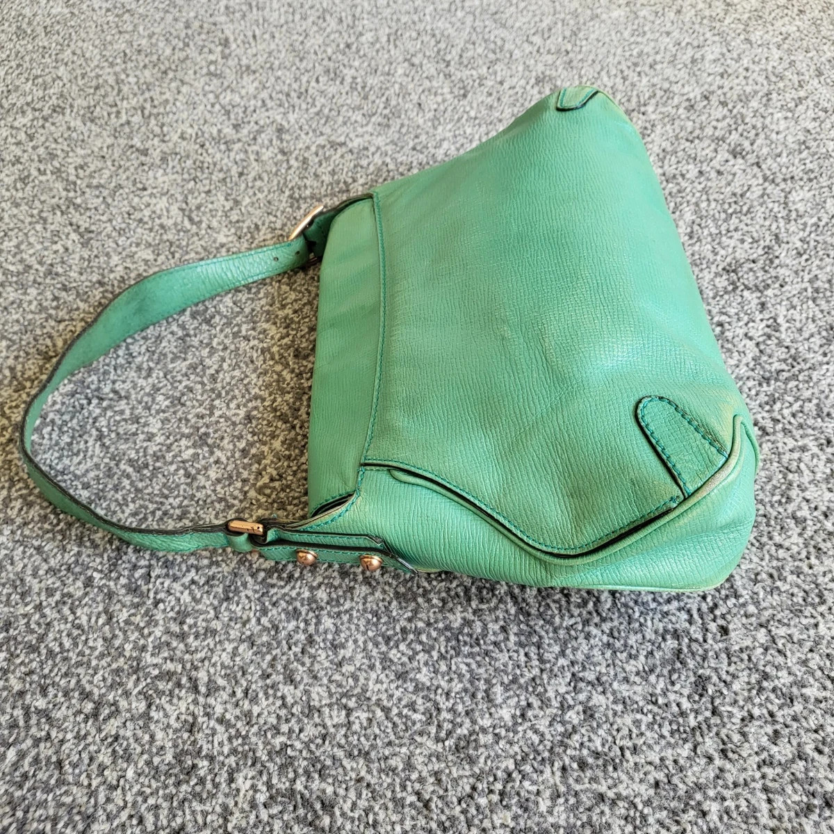 Turquoise Leather Gucci Bag Horsebit With Antique Gold Equestrian Used  | eBay | eBay UK