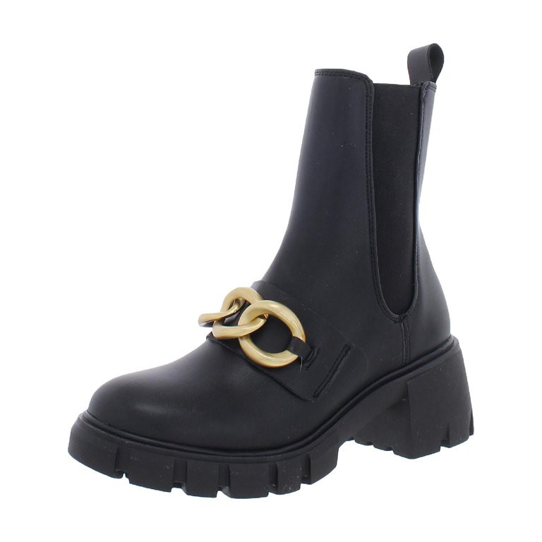 Steve Madden Womens Hooked Faux Leather Lug Sole Chelsea Boots - Walmart.com | Walmart (US)