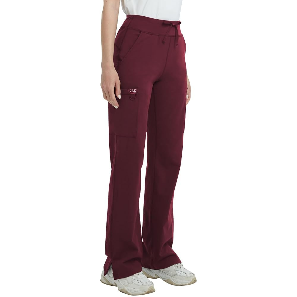 QBK High Rise Yoga Scrub Pants Women - Straight Wide Leg Uniform Pants with Cargo Pocket, Anti-Wr... | Amazon (US)