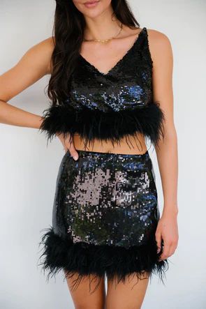 SEQUIN FEATHER SKIRT | Judith March
