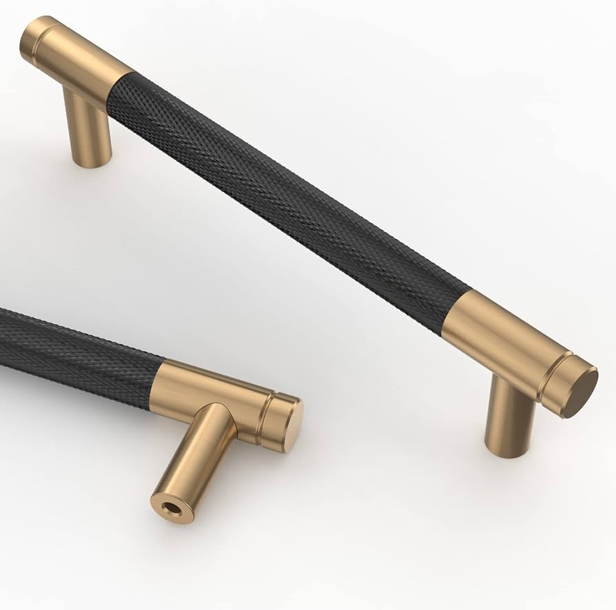 Asidrama 10 Pack 5 Inch(128mm) Matte Black and Champagne Bronze Cabinet Pulls Knurled Cabinet Han... | Amazon (CA)