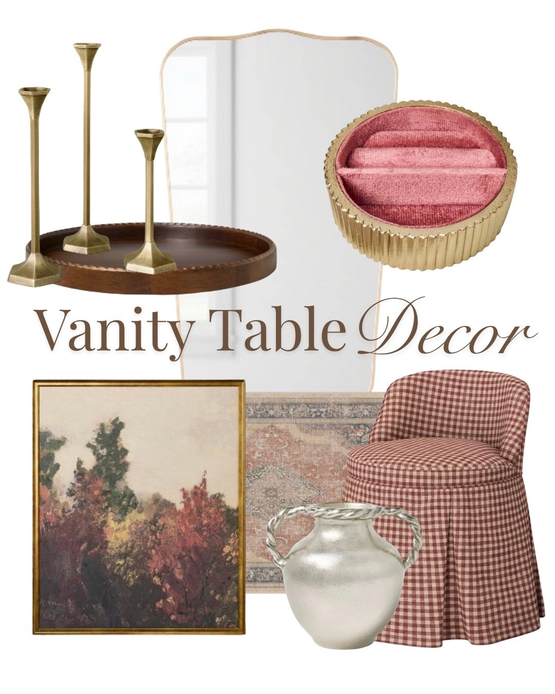 vanity spaces are one of my favorite places to layer personality into a home

a pretty mirror, warm brass, vintage inspired art, and soft patterns make even everyday routines feel a little more collected and intentional

linked all my favorite vanity table decor finds here 🤍

#LTKselfcare #LTKgrwm #LTKHome