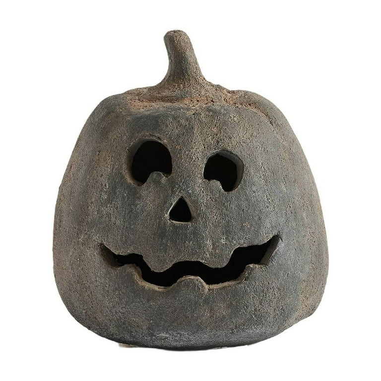 Hallowmas Hand-Carved Terracotta Jack-O'-Lantern, Artisanal Pumpkin Candle Holder for Gothic & Fa... | Walmart (US)
