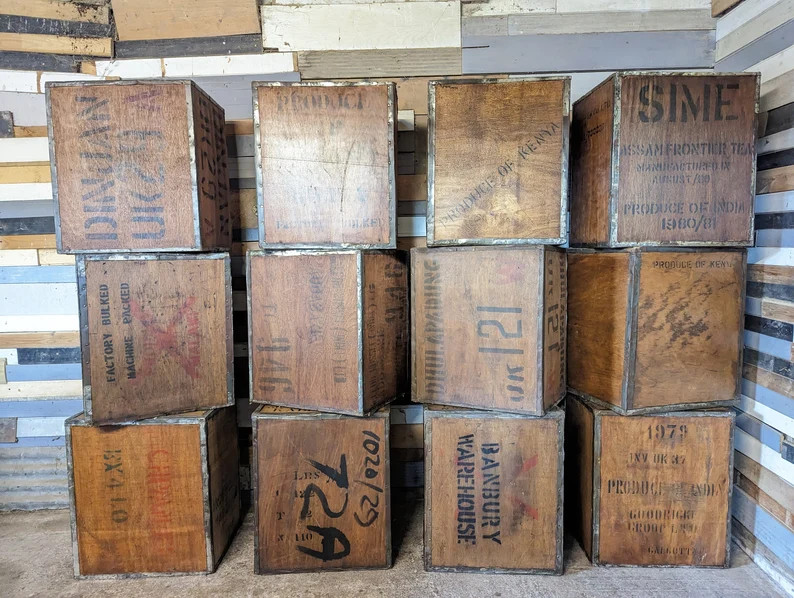 Vintage Retro Mid Century Old Tea Chest Box Storage Bedside - Etsy UK | Etsy (UK)