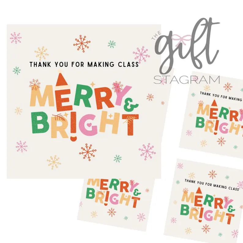 Thank You for Making Class Merry & Bright Gift Tag DIGITAL DOWNLOAD Holiday Gift Tag Holiday Teac... | Etsy (US)