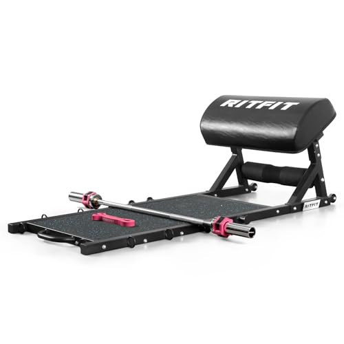 RitFit Multi-Function Hip Thrust Machine Bench Platform HTM-800, 800lbs Capacity Booty Workout Equipment with Thick Back Pad, Barbell Hip Thrust Cover and Band Pegs, for Glute Training Home Gym | Amazon (US)