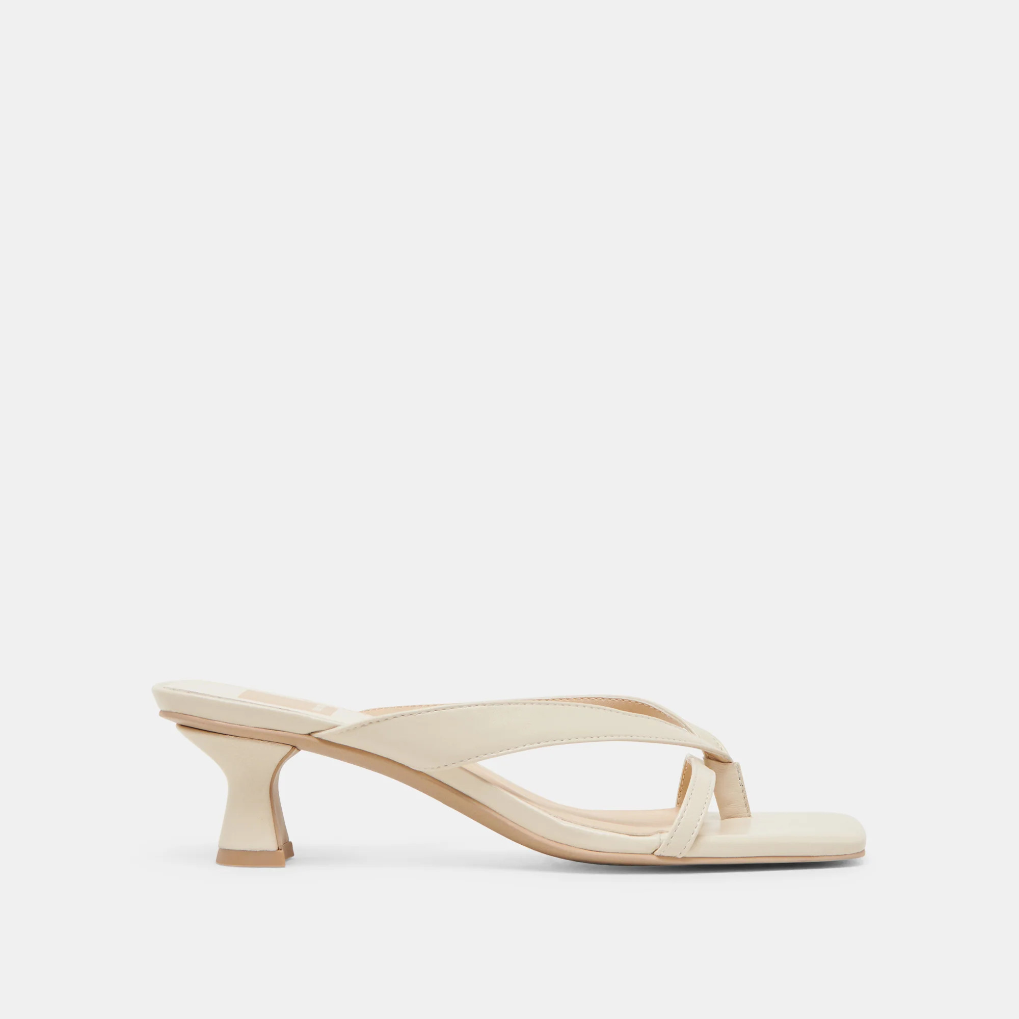 BREVEL WIDE HEELS OFF WHITE LEATHER | DolceVita.com