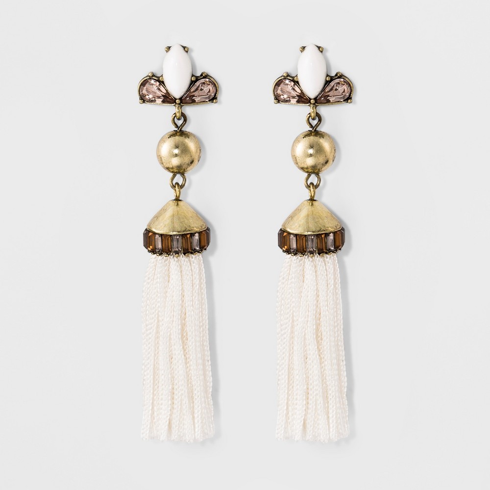Sugarfix by BaubleBar Tassel Drop Earrings with Crystal - Ivory, Women's | Target