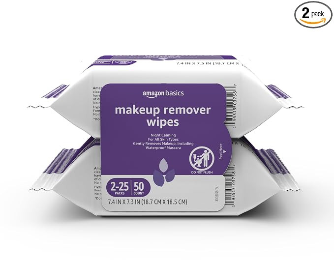 Amazon Basics Makeup Remover Wipes, Gentle Cleansing, Dermatologist Tested, Night Calming, Plant ... | Amazon (US)