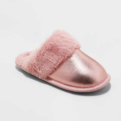 Kids' Lane Metallic Scuff Slippers - Cat & Jack™ Pink 13-1 | Target