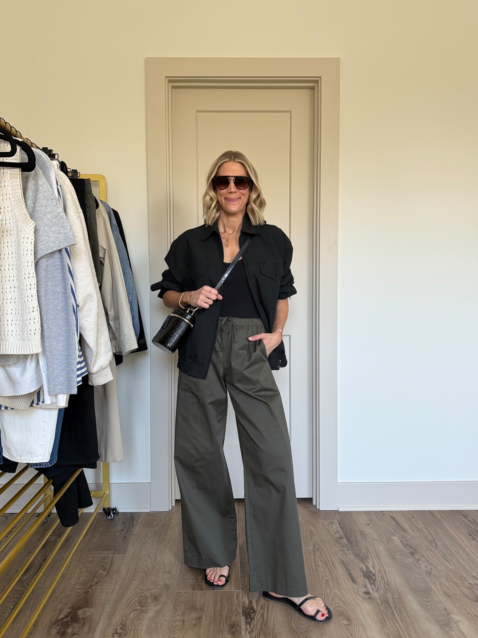 Wearing small chino pants, small tank, small bomber jacket, sandals tts

#LTKgrwm #LTKootd #LTKOver40