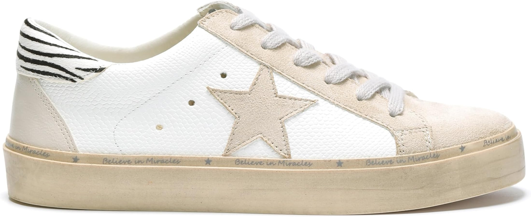 Mi.iM Gaby Rubber Sole Lace-up Snake Print Suede Star Sneakers | Amazon (US)
