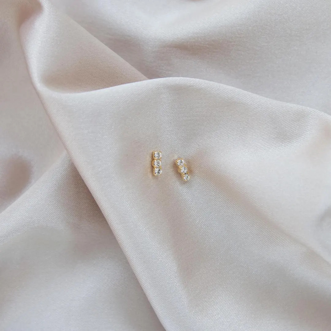 Crystal Sparkle Bar Stud: Dainty Delicate Jewelry, Hypoallergenic, Nickel Free Earring *READY TO ... | Etsy (US)